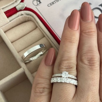 Alianças em Prata 950 - Cristal - 3mm  - Solitário Ellegance