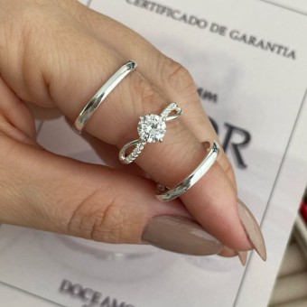 Alianças em Prata 950 - Aurora -  2mm - Solitário Princes