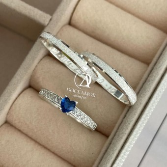 Alianças em Prata 950 - Lume -  2mm - Solitário Elegance