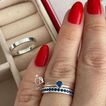 Alianças em Prata 950 - Selene - 2mm - Solitário Tradicional