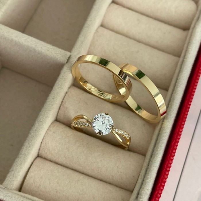 Alianças em Prata 950 - Selene -  2mm - com Banho de ouro 18K - Solitário Princes