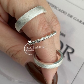 Par de Alianças em Prata 950- 5mm e 3mm Modelo: DA-055-1  Anel Trançado