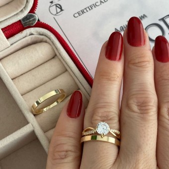 Alianças em Prata 950 - Selene -  2mm - com Banho de ouro 18K - Solitário Princes