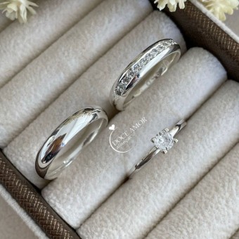 Alianças em Prata 950 - Aurora -  4mm - Solitário Tradicional