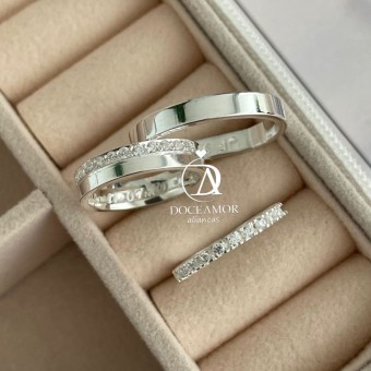 Alianças em Prata 950 - Selene - 4mm - Anel Aparador
