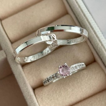 Alianças em Prata 950 - Lume - 2mm - Solitário Elegance