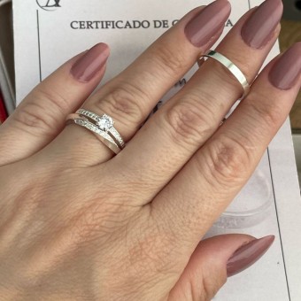 Alianças em Prata - 950 -  2,5mm - Amabile - Solitário Elegance
