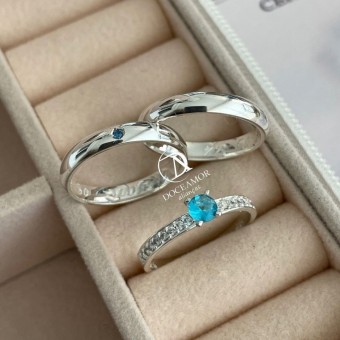 Alianças em Prata 950 - Aurora -  3mm - Solitário Elegance