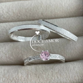 Alianças em Prata 950 - Lume - 2mm - Solitário Elegance
