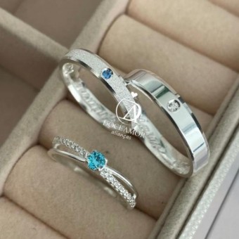Alianças em Prata 950 - Lume -  3mm e 4mm - Solitário Princes
