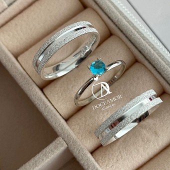 Alianças em Prata 950 - Maya - 4mm - Solitário Tradicional