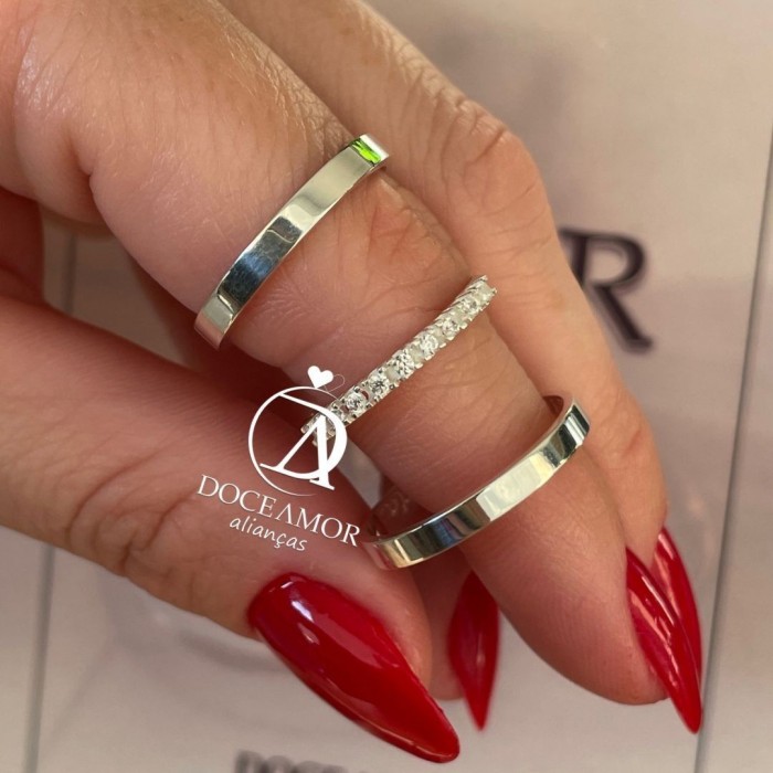 Alianças em Prata 950 - Selene - 2mm - Anel Aparador