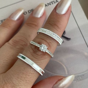 Alianças em Prata 950 - Sublime - 3mm - Solitário Elegance