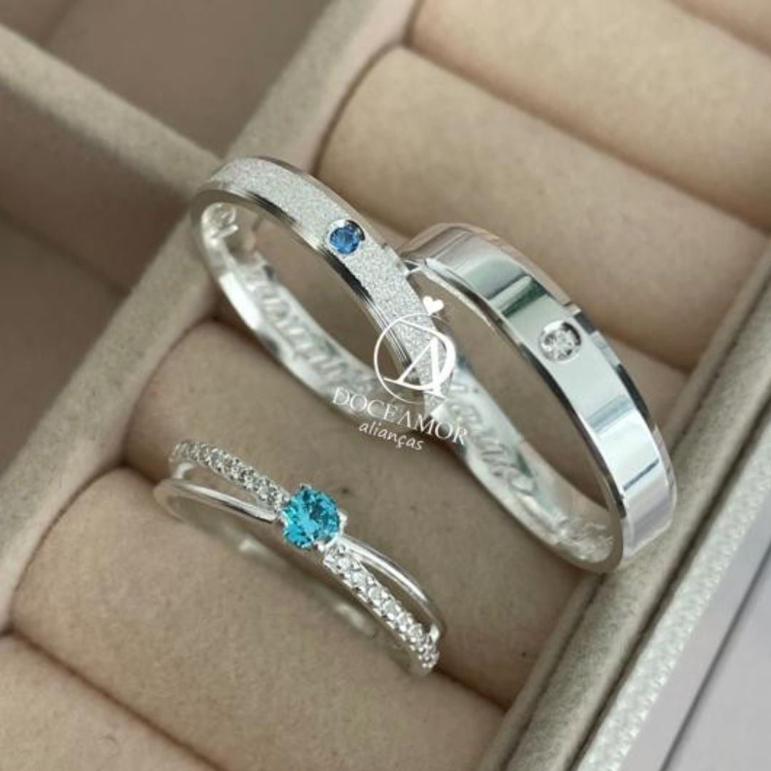 Alianças em Prata 950 - Lume -  3mm e 4mm - Solitário Princes